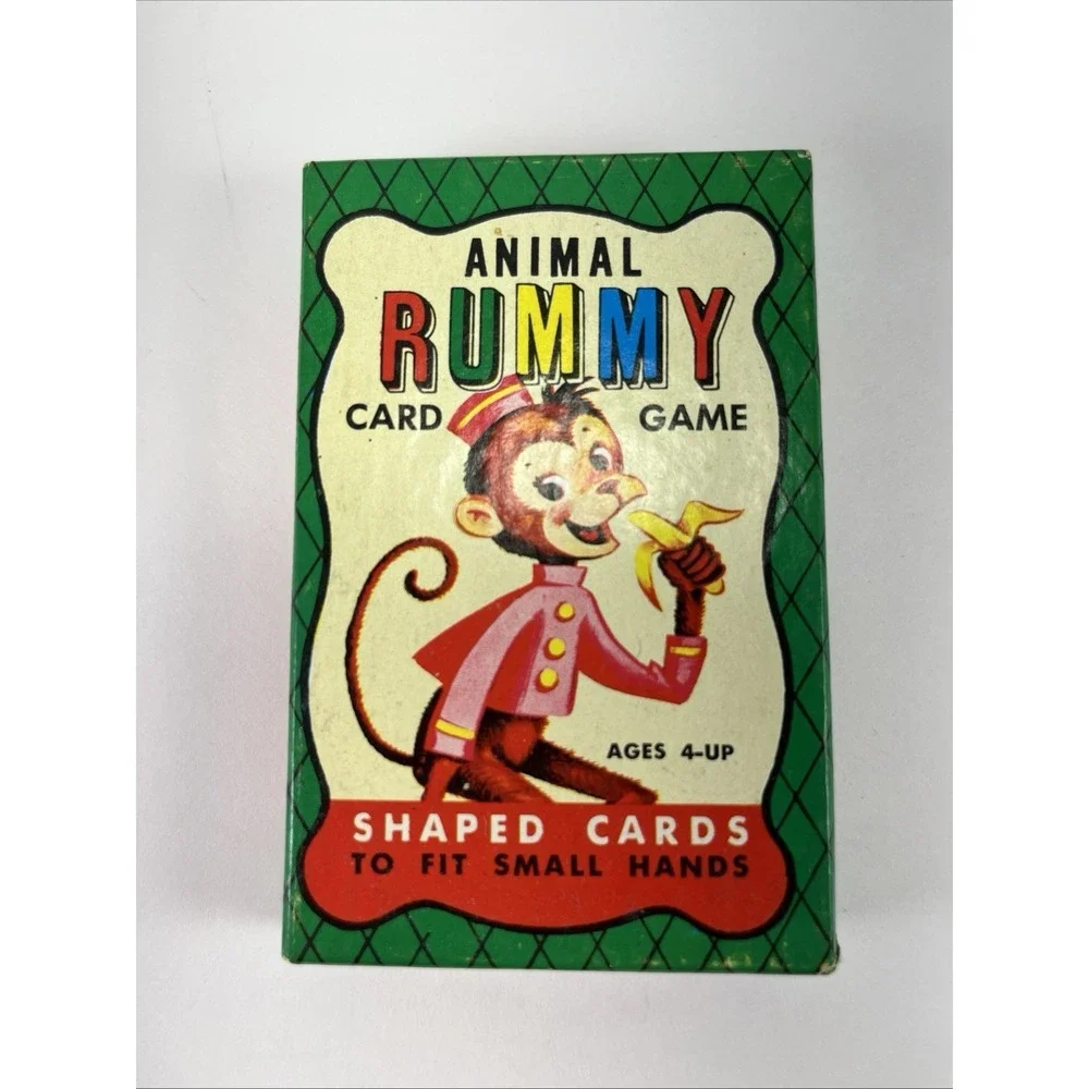 Vintage Animal Rummy Card Game 1950s 1960s Shaped Cards Ages 4 & Up Retro